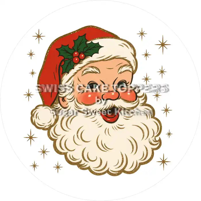 Retro Santa - Tortenaufleger7 - personalisierbar - Fondant- Torten- & Cupcakeaufleger Sugar Sweet Kitchen