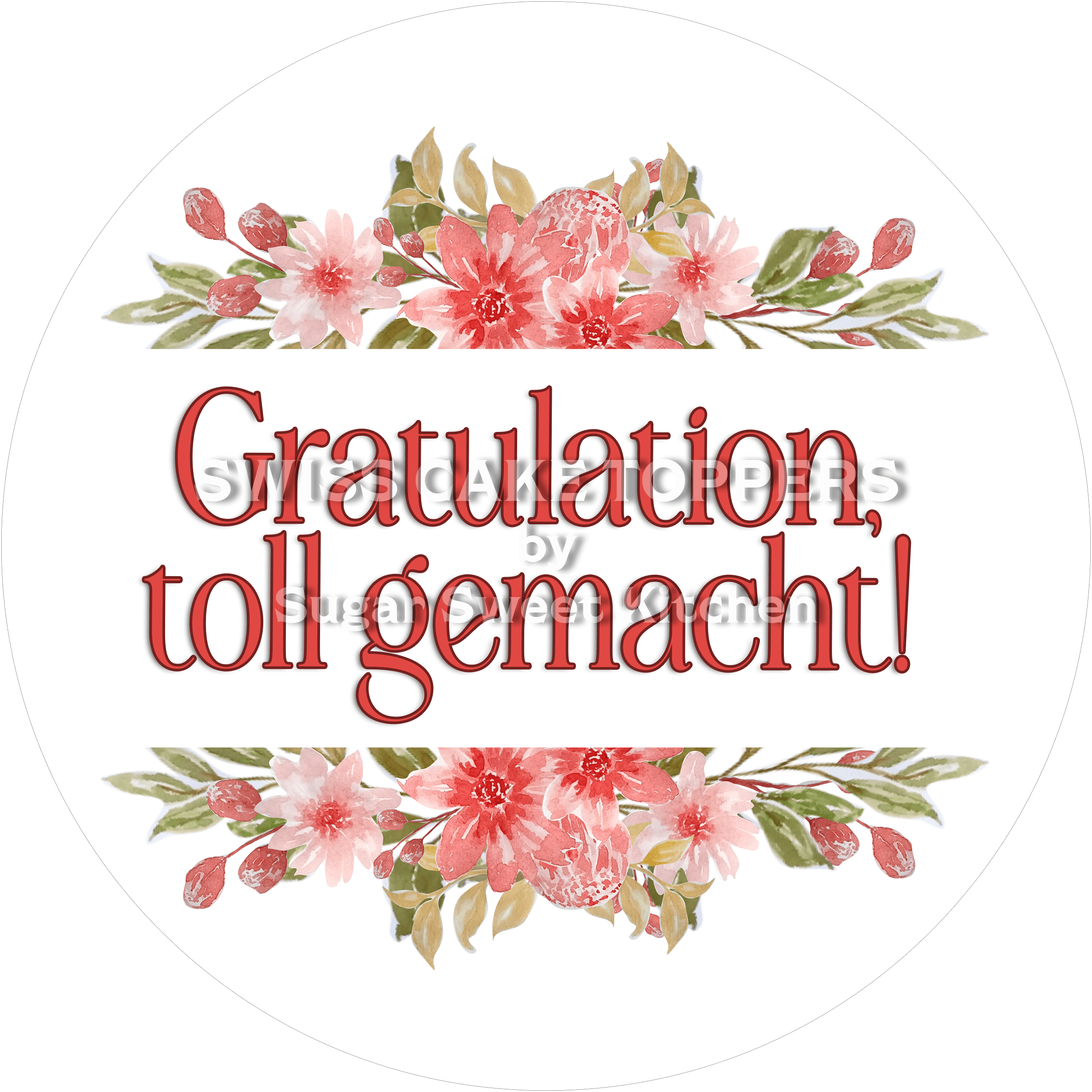 Schöner Abschluss- & Prüfungs-Tortenaufleger9 - personalisierbar - Fondant- Torten- Cupcakeaufleger Sugar Sweet Kitchen