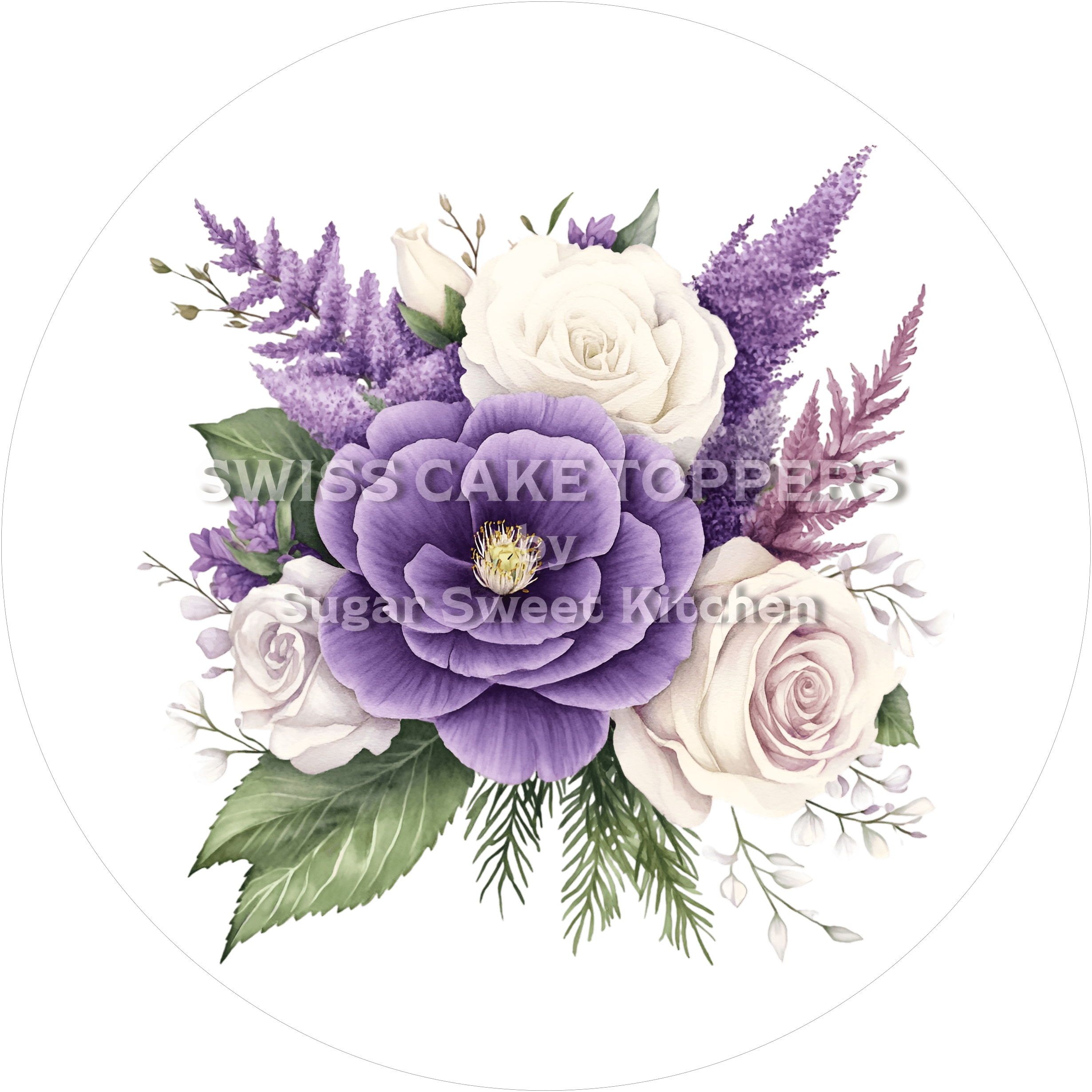 Schöner Blumen-Tortenaufleger11 - personalisierbar - Fondant- Torten- & Cupcakeaufleger Sugar Sweet Kitchen