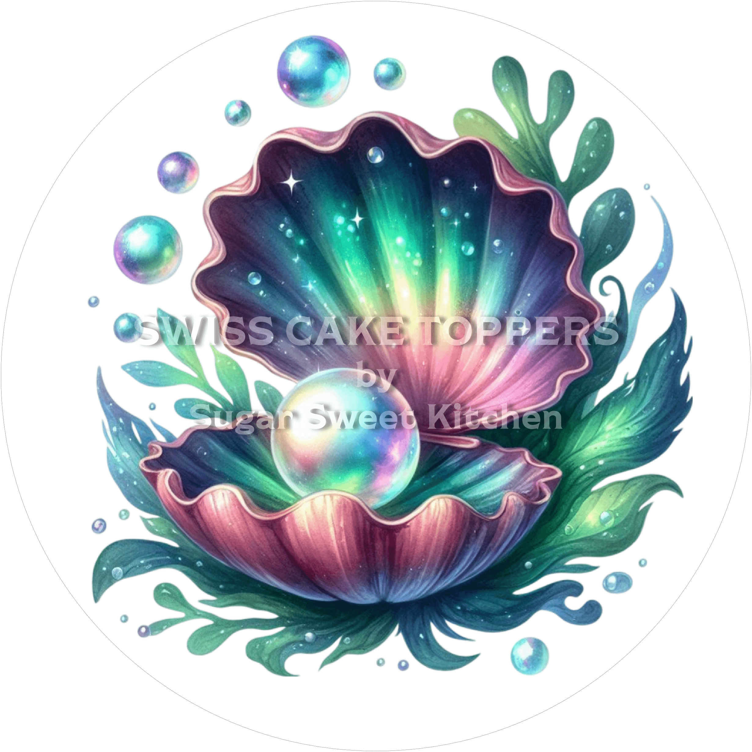 Schöner Muschel-Tortenaufleger4- personalisierbar - Fondant- Torten- & Cupcakeaufleger Sugar Sweet Kitchen