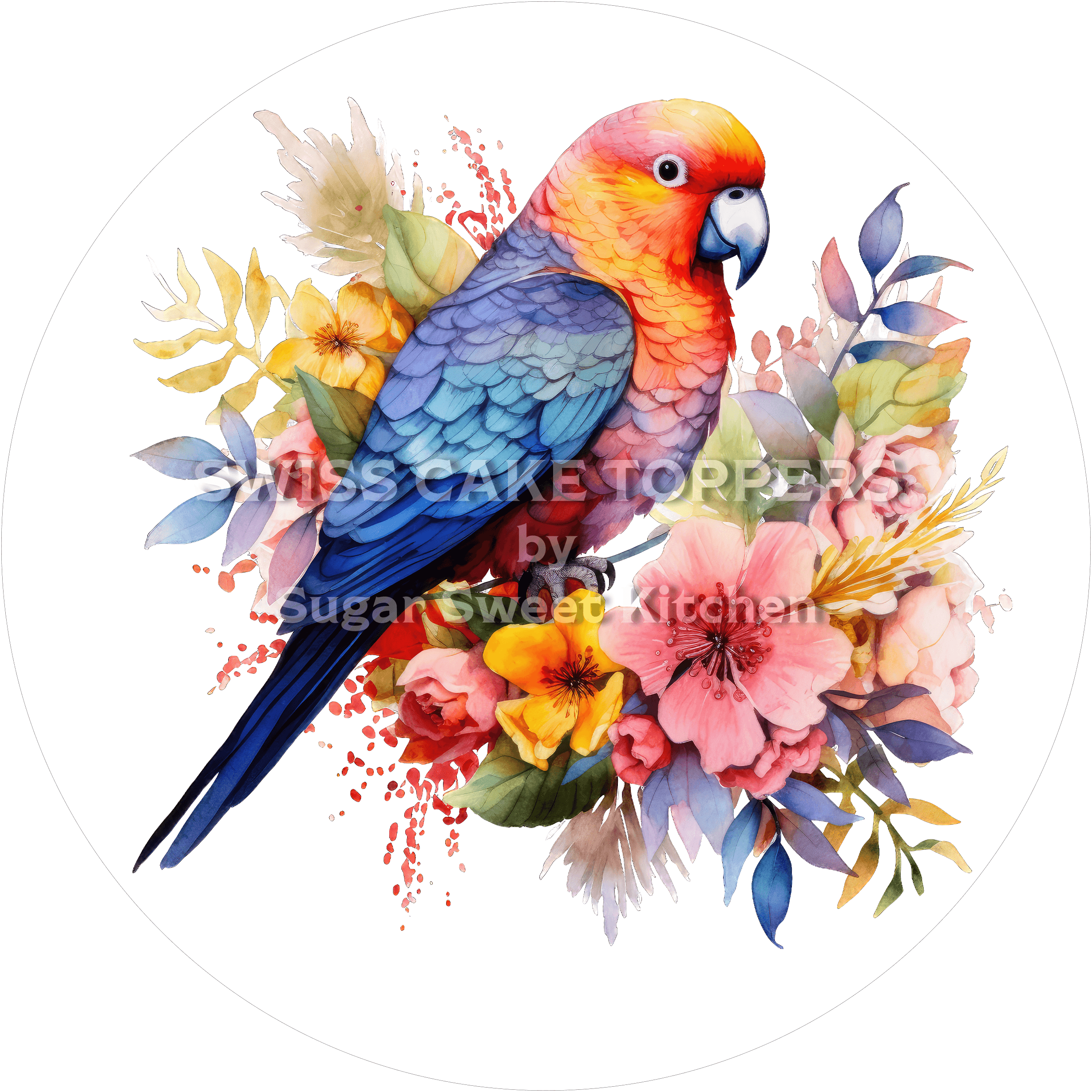 Schöner Papageien-Tortenaufleger22 - personalisierbar - Fondant- Torten- & Cupcakeaufleger Sugar Sweet Kitchen