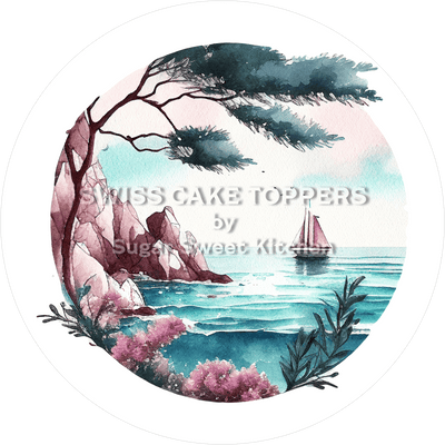 Schöner Tortenaufleger mit Seen- & Flussmotiven2 - personalisierbar