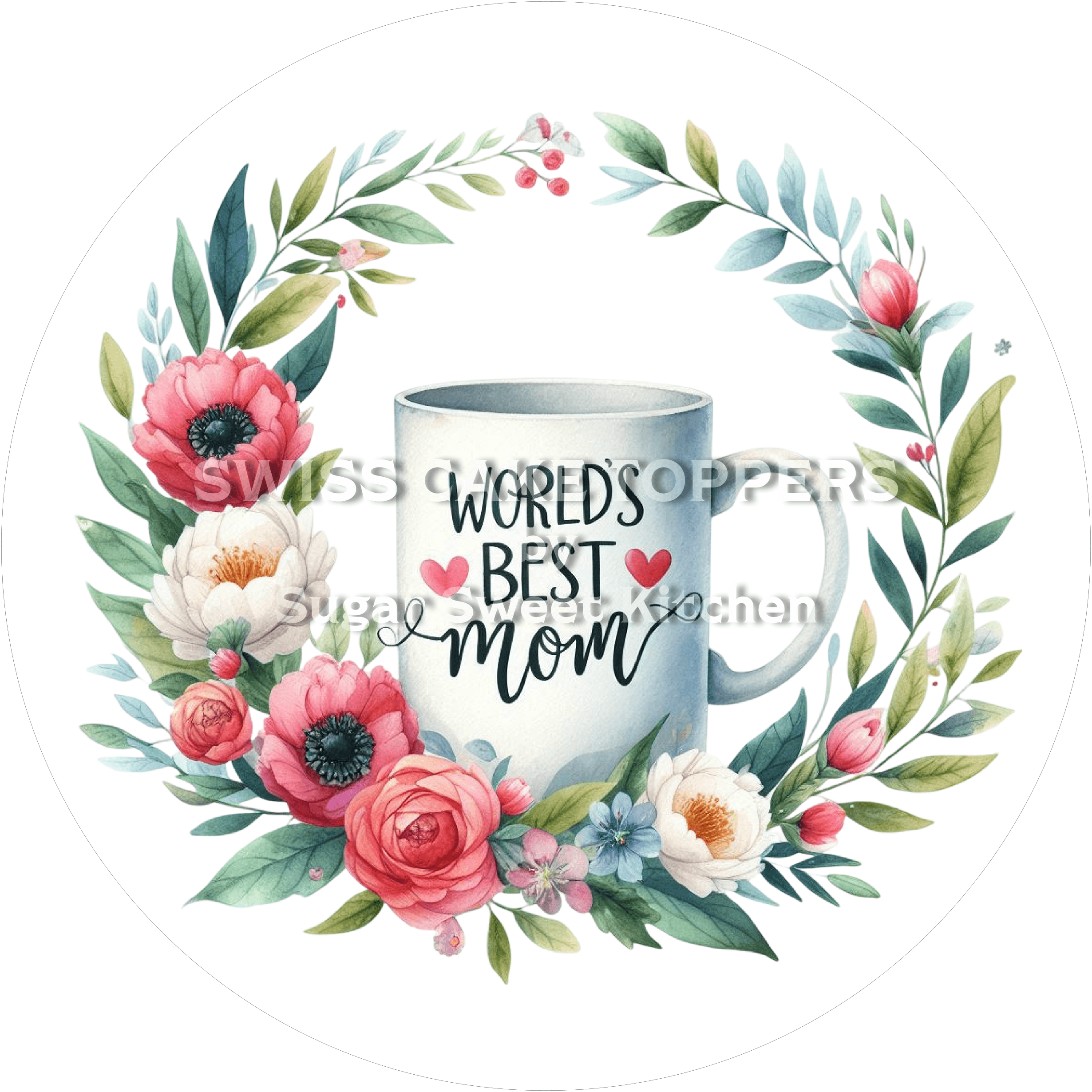 Schöner Tortenaufleger zum Muttertag6 - personalisierbar - Fondant- Torten- & Cupcakeaufleger Sugar Sweet Kitchen