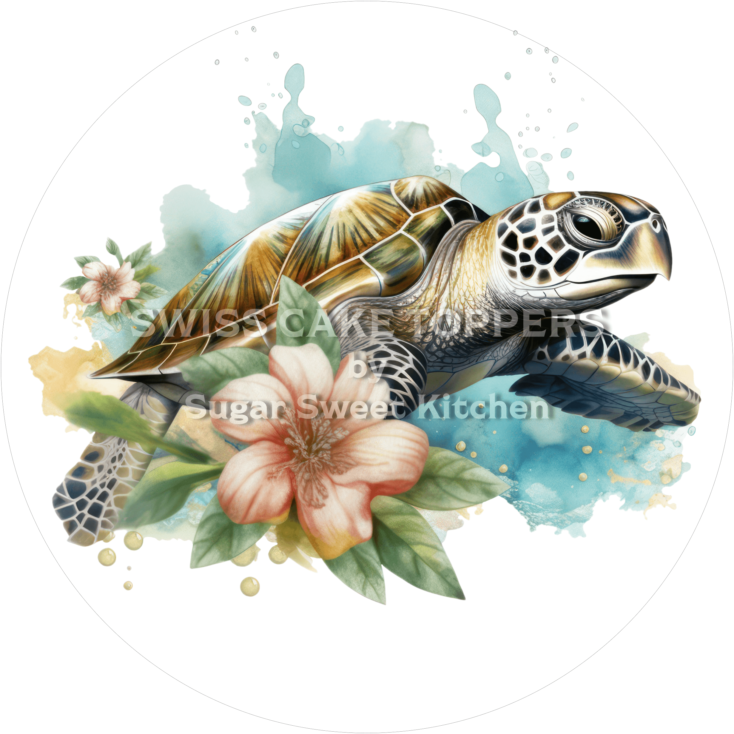 Schöner Turtle-Tortenaufleger7 - personalisierbar - Fondant- Torten- & Cupcakeaufleger Sugar Sweet Kitchen