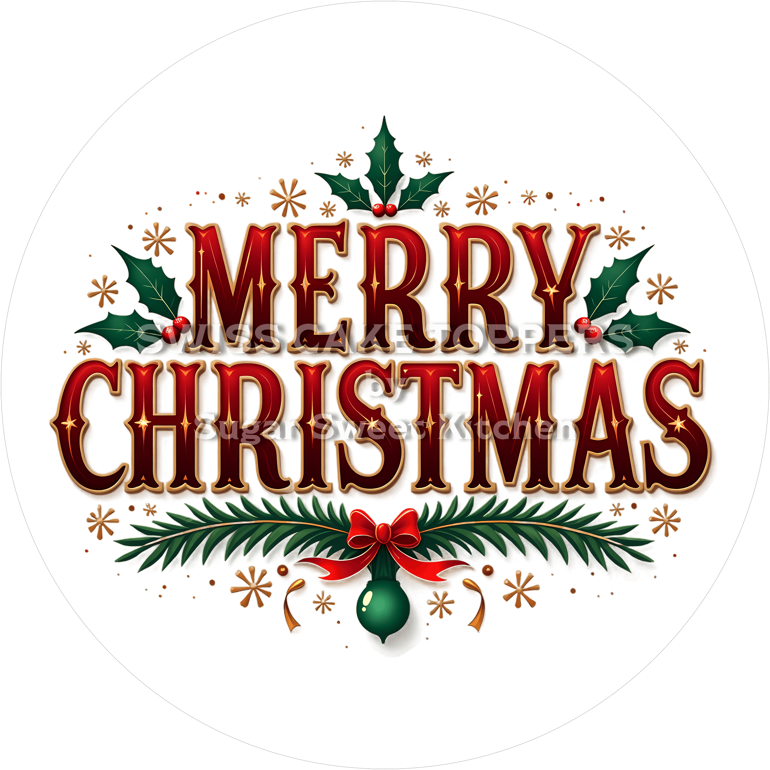 Schöner Weihnachts-Tortenaufleger4 - personalisierbar - Fondant- Torten- & Cupcakeaufleger Sugar Sweet Kitchen