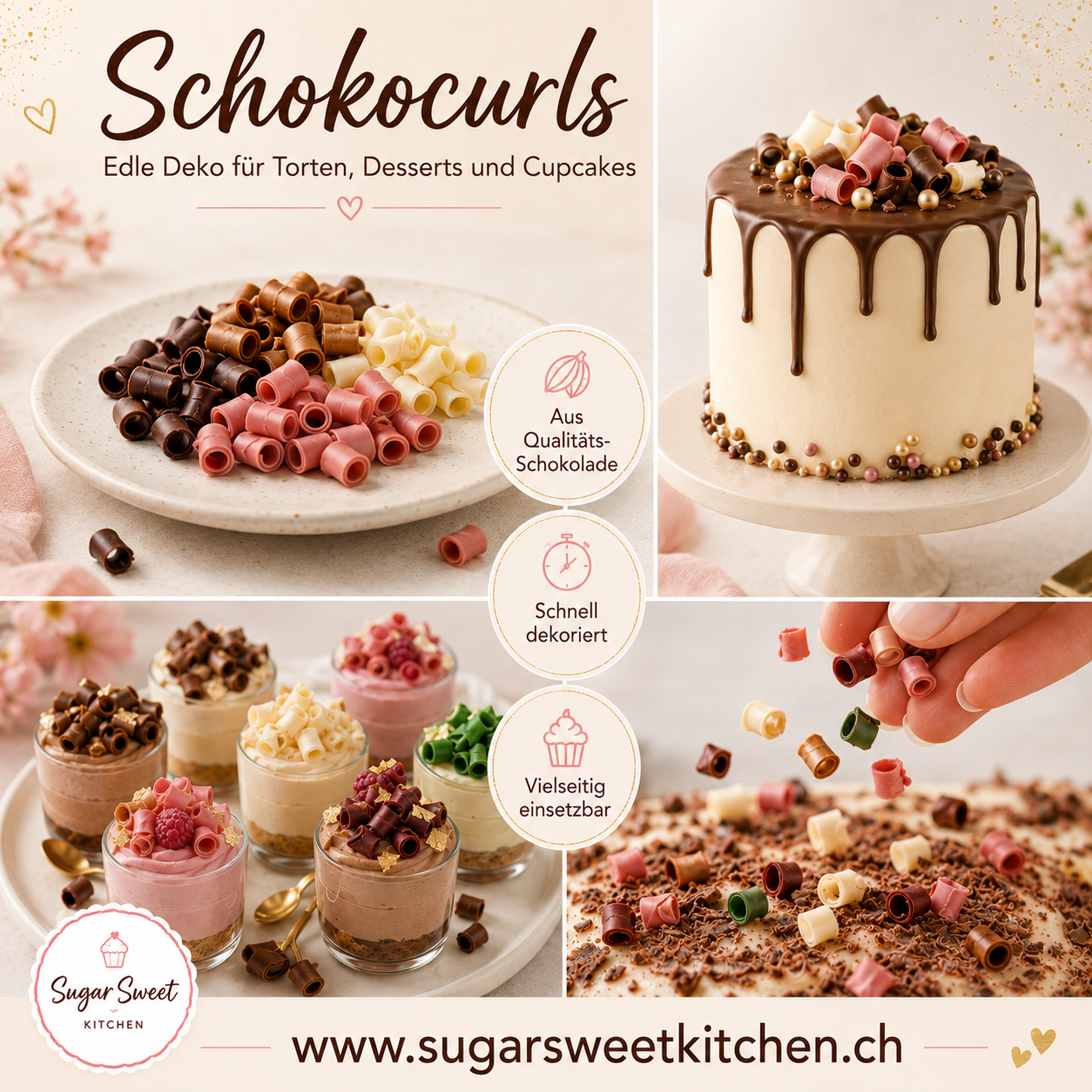 Schokoladen-Curls Amber / 50g - Schokolade Sugar Sweet Kitchen