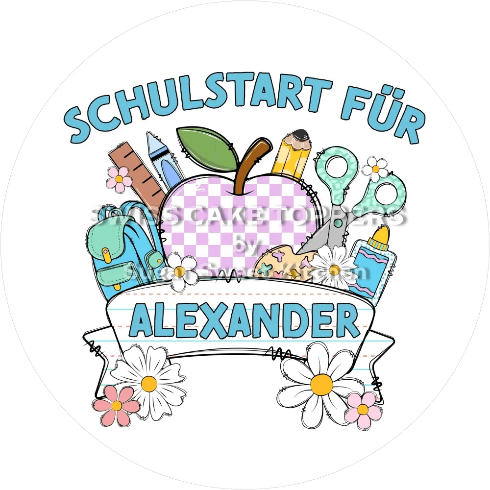 Schulstart-Tortenaufleger4 mit Namen - Fondant- Torten- & Cupcakeaufleger Sugar Sweet Kitchen