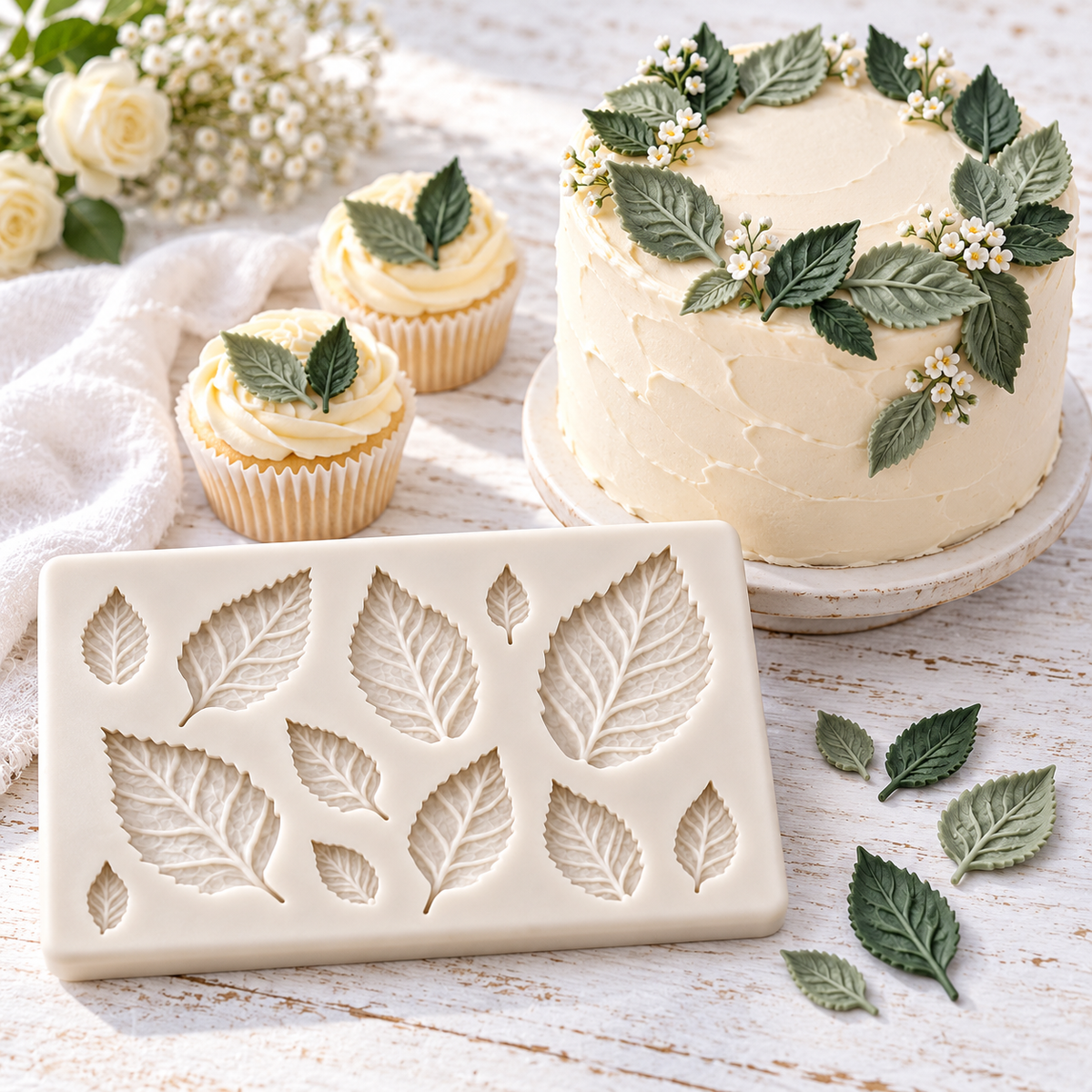 Silikonform Blätter eckig / 9,5 x 6,3cm - Silikonformen Sugar Sweet Kitchen