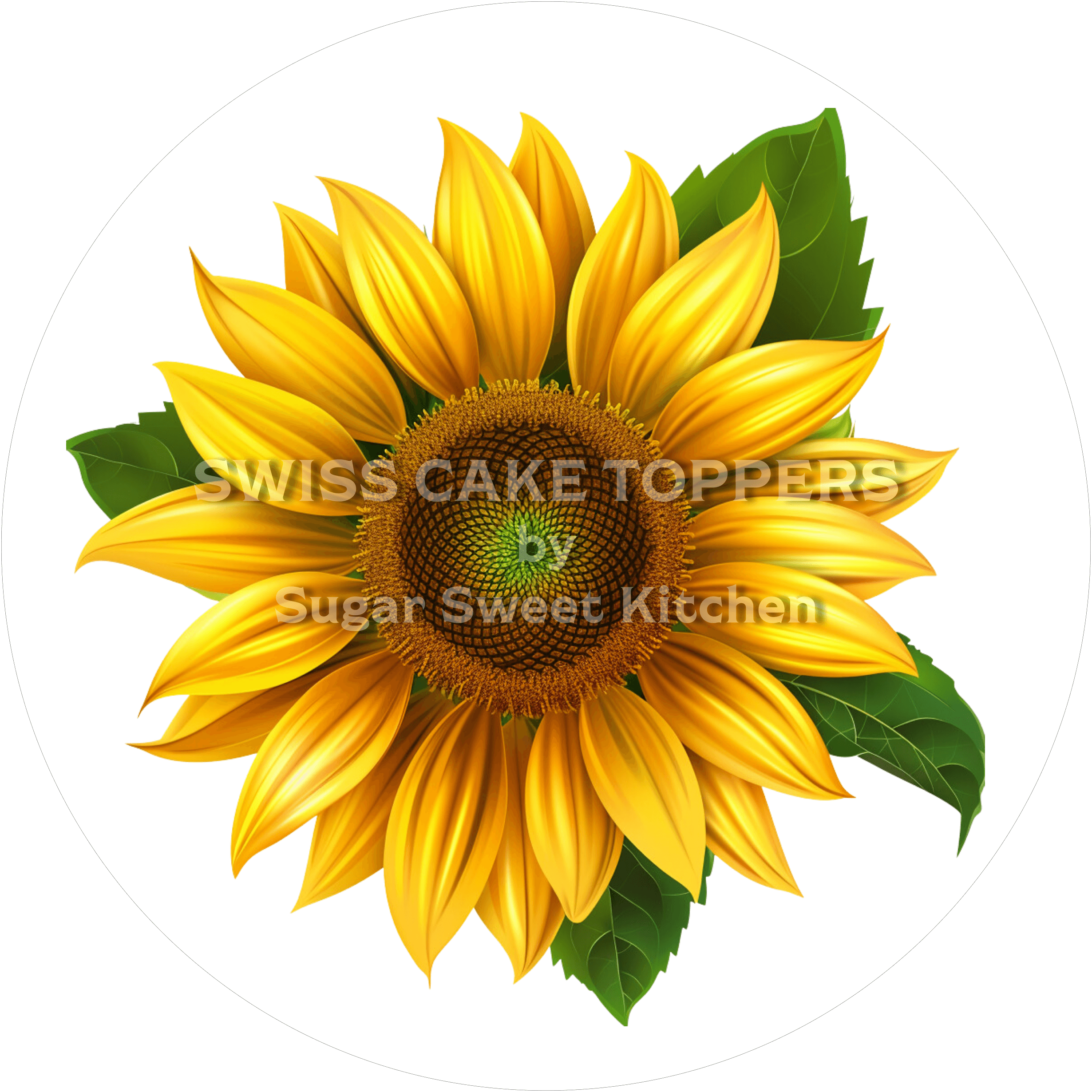 Sonnenblumen-Tortenaufleger32- personalisierbar - Fondant- Torten- & Cupcakeaufleger Sugar Sweet Kitchen