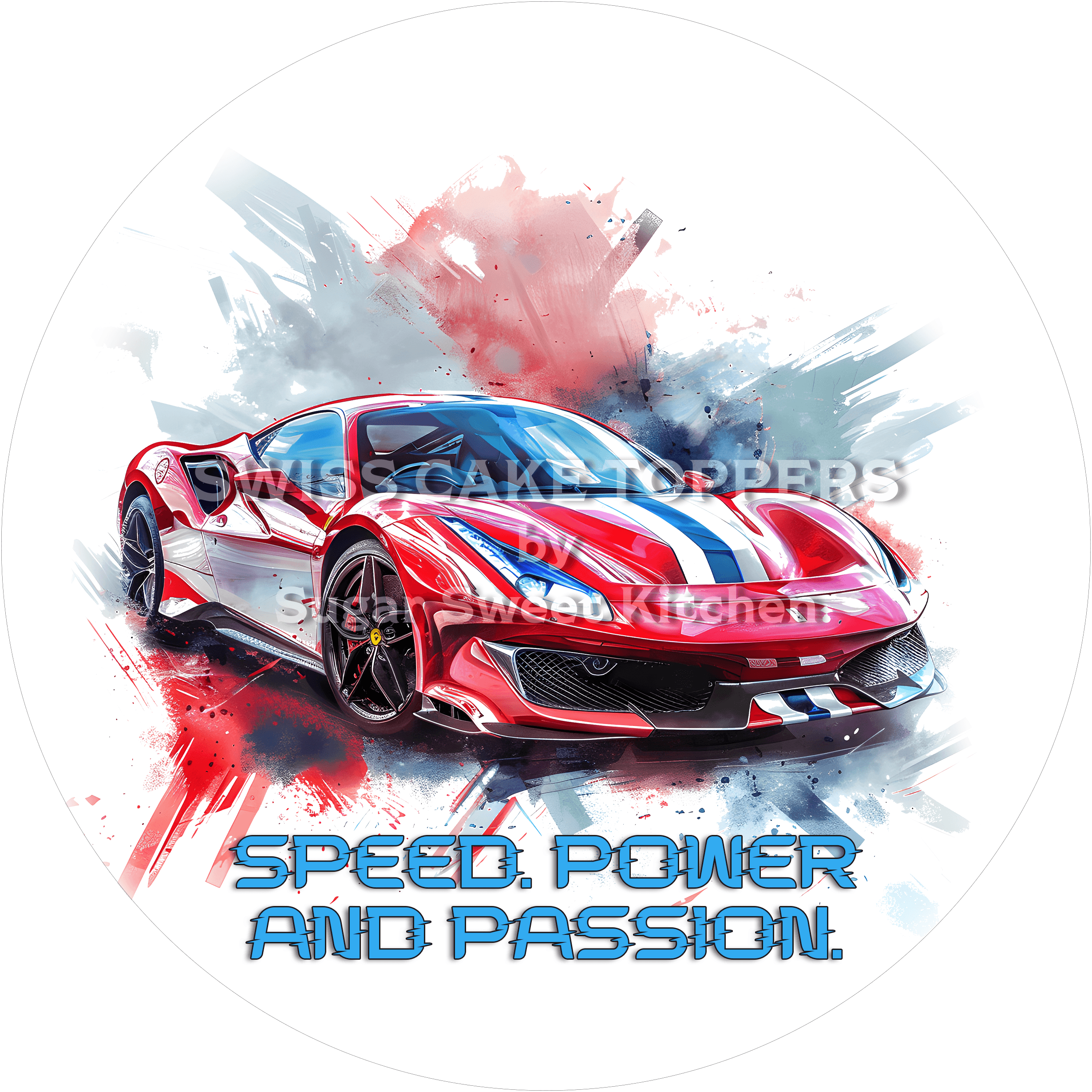 Speed Auto-Tortenaufleger11 - personalisierbar - Fondant- Torten- & Cupcakeaufleger Sugar Sweet Kitchen