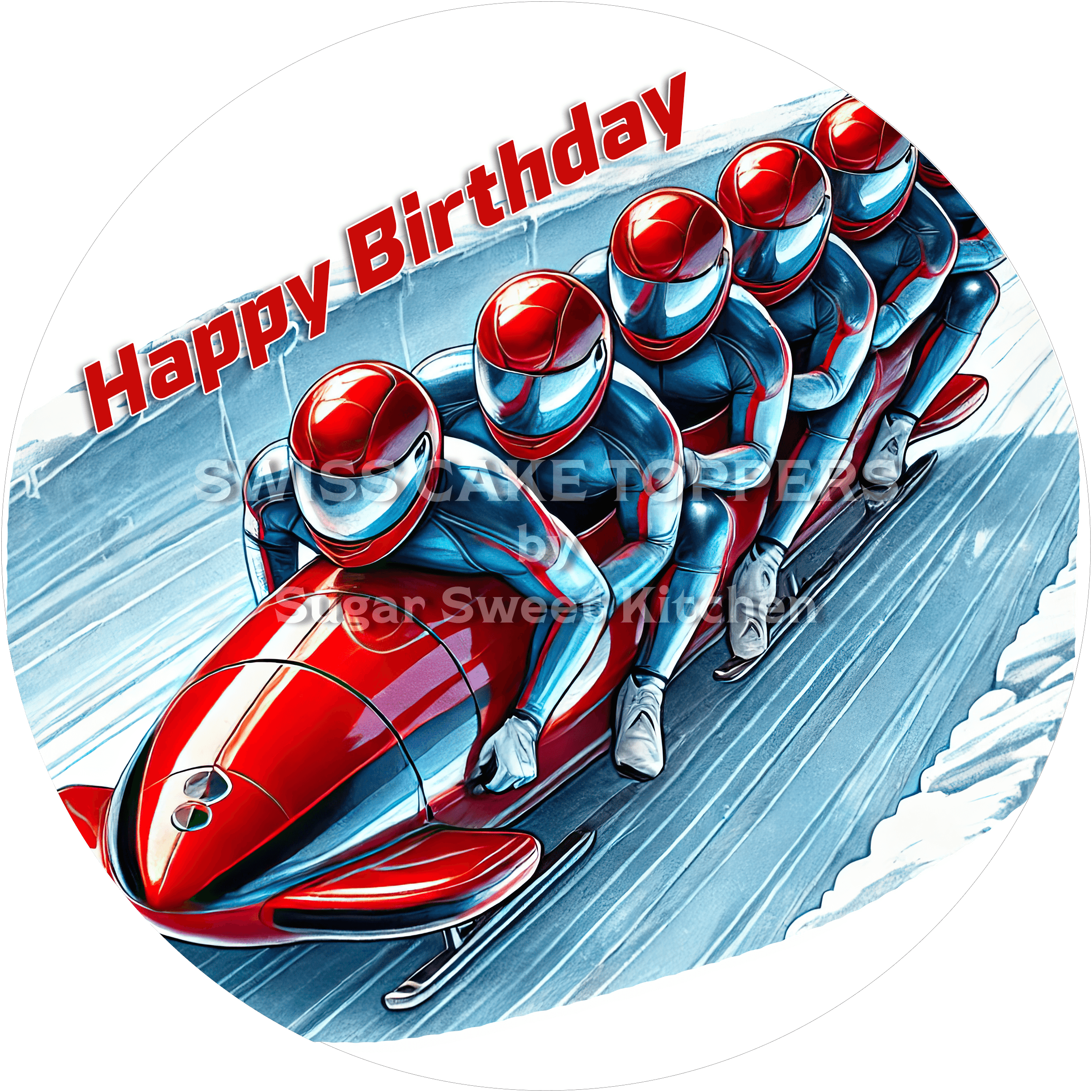 Sport-Tortenaufleger Bob1 - personalisierbar - Fondant- Torten- & Cupcakeaufleger Sugar Sweet Kitchen