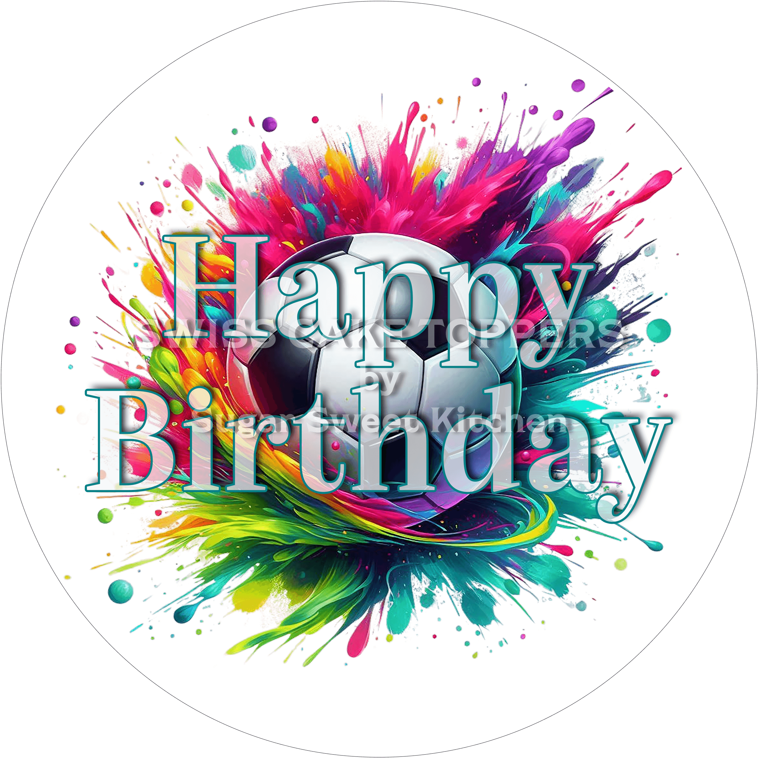 Sport-Tortenaufleger Fussball1 - personalisierbar - Fondant- Torten- & Cupcakeaufleger Sugar Sweet Kitchen