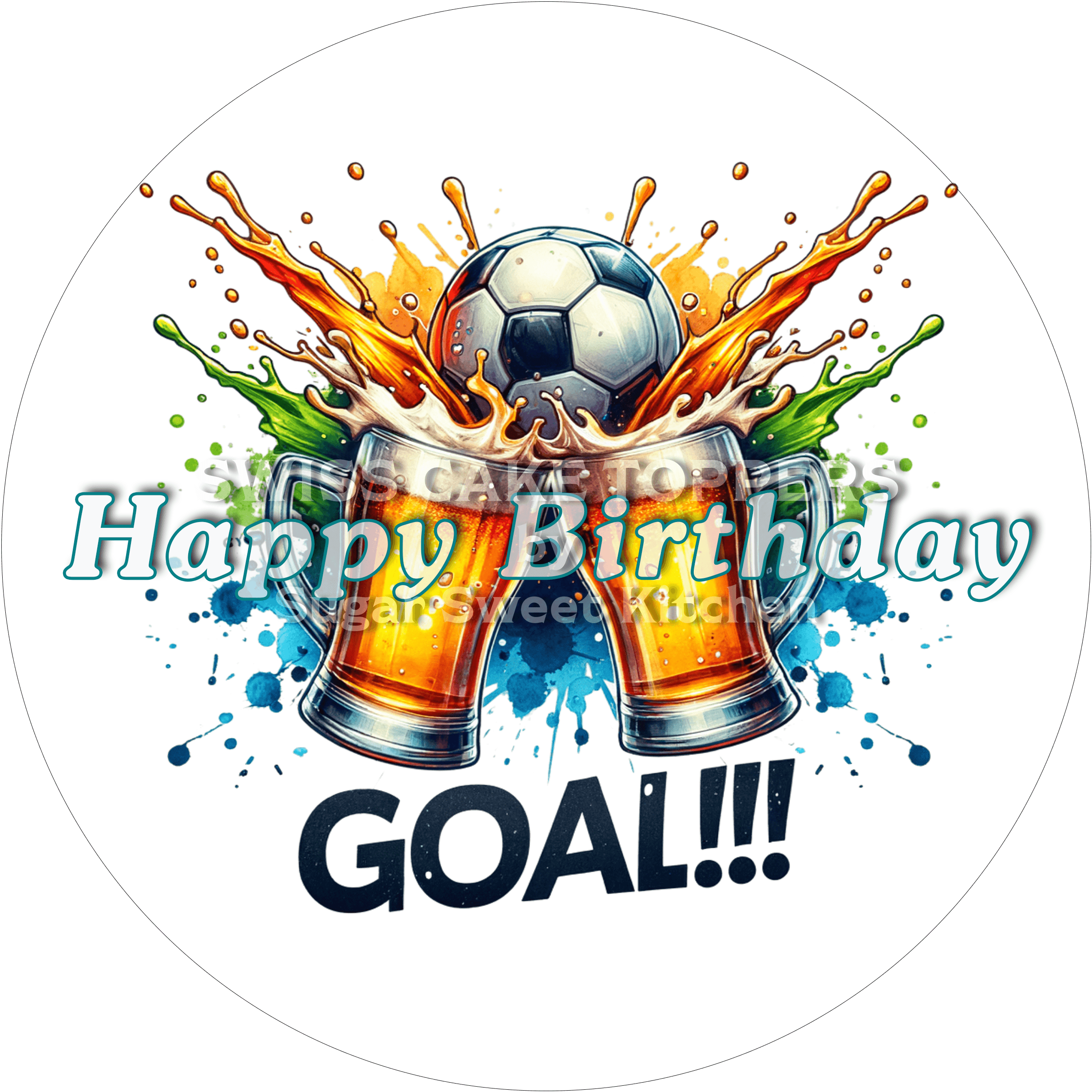 Sport-Tortenaufleger Fussball4 - personalisierbar - Fondant- Torten- & Cupcakeaufleger Sugar Sweet Kitchen