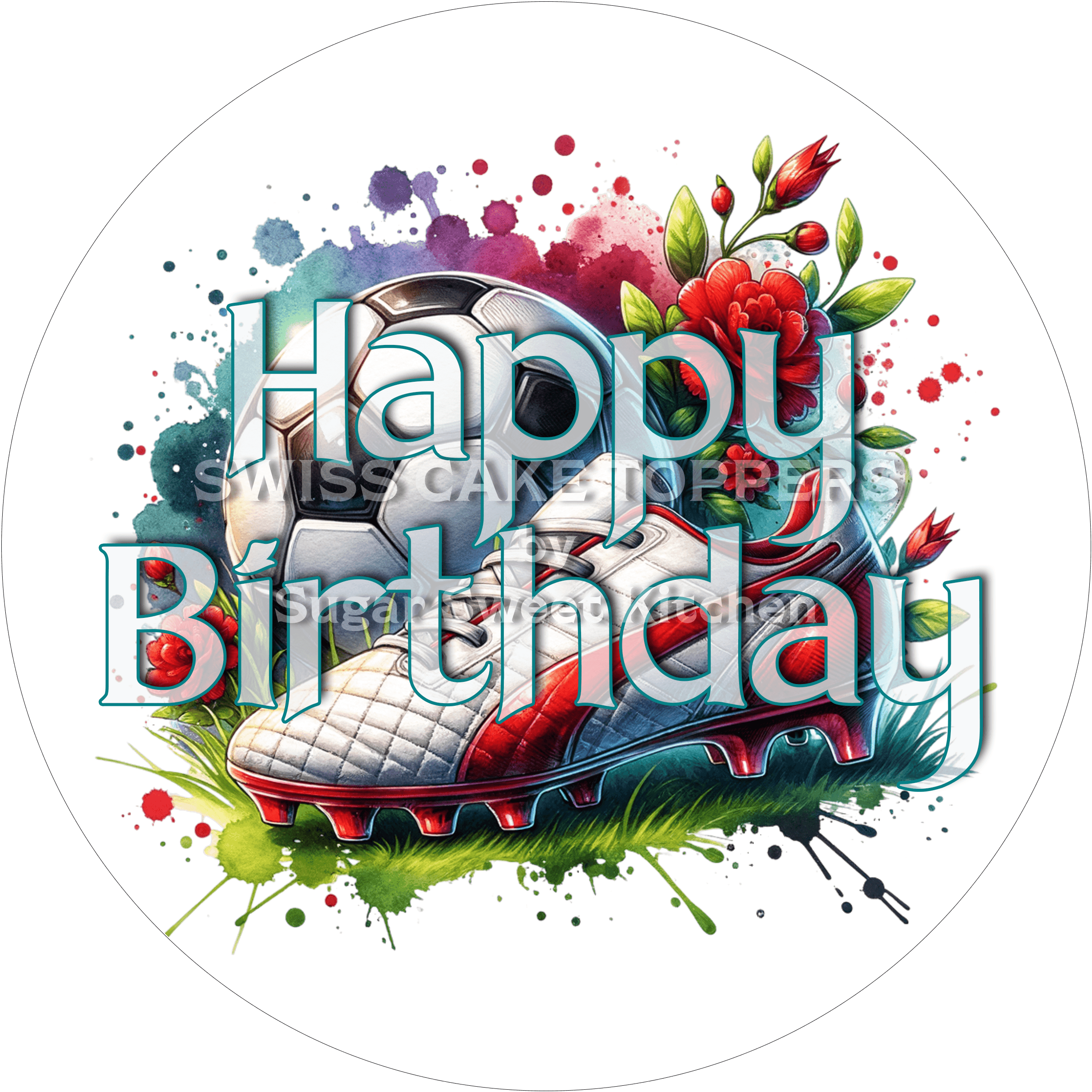 Sport-Tortenaufleger Fussball5 - personalisierbar - Fondant- Torten- & Cupcakeaufleger Sugar Sweet Kitchen