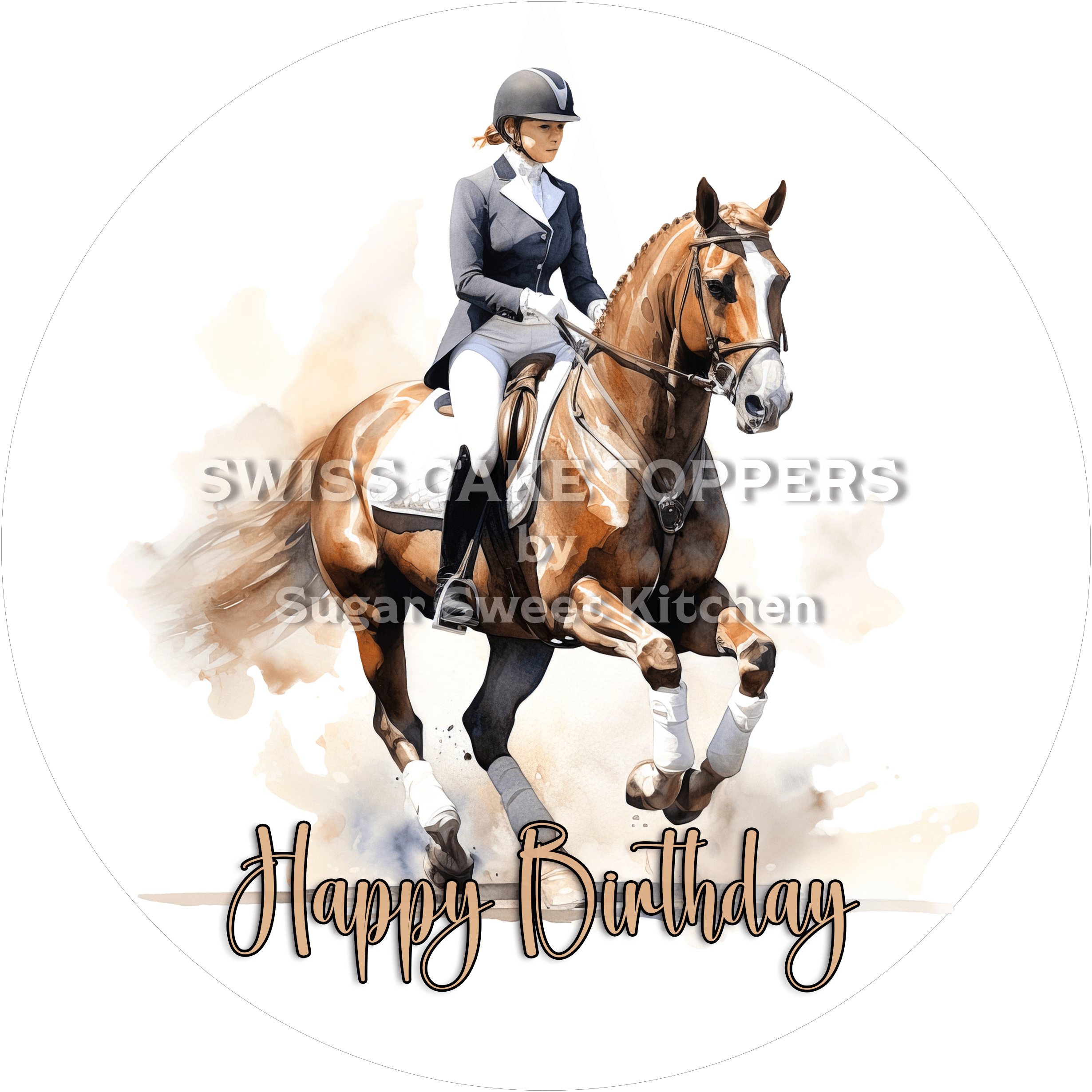 Sport-Tortenaufleger Reiten4 - personalisierbar - Fondant- Torten- & Cupcakeaufleger Sugar Sweet Kitchen
