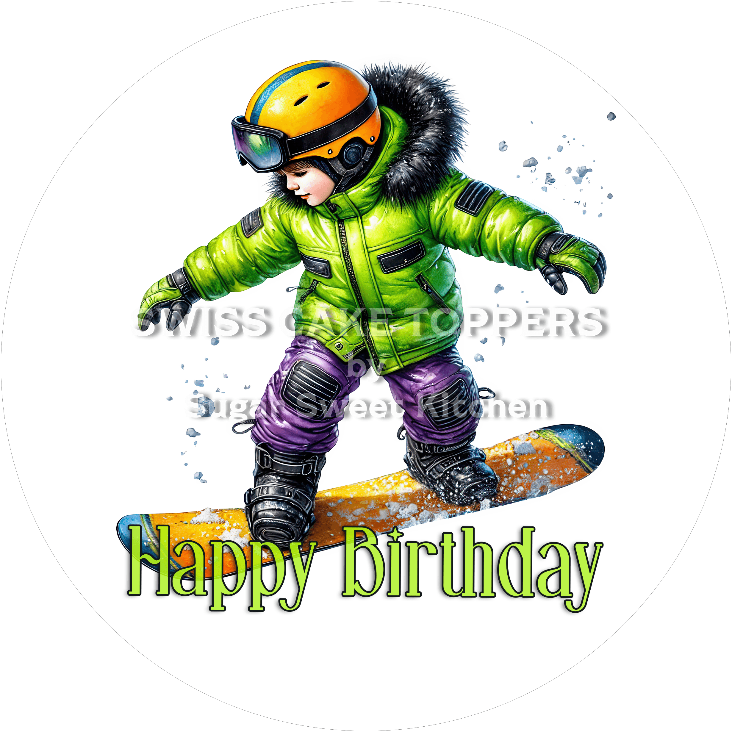 Sport-Tortenaufleger Snowboard2 - personalisierbar - Fondant- Torten- & Cupcakeaufleger Sugar Sweet Kitchen
