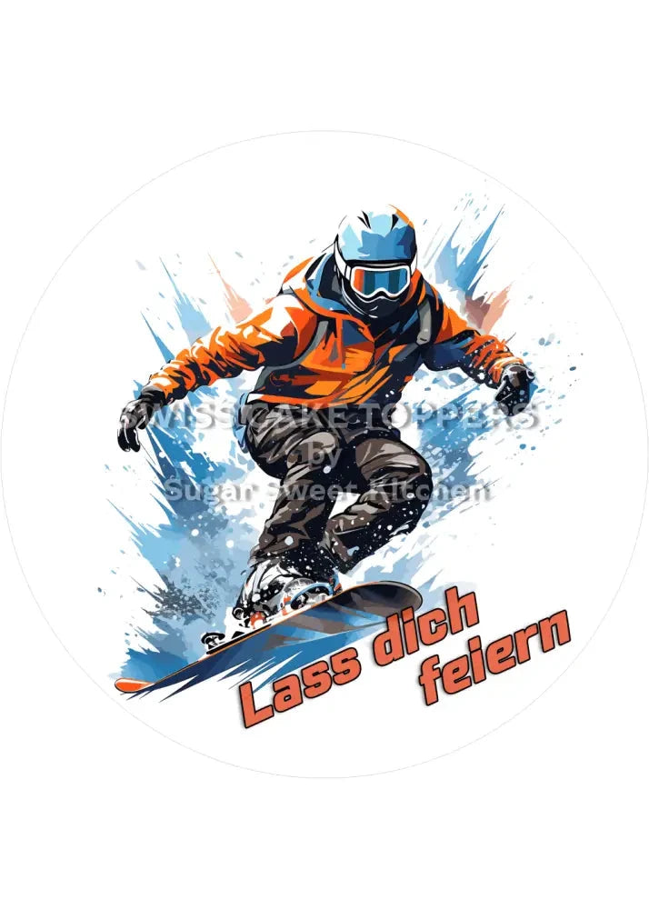 Sport-Tortenaufleger Snowboard4 - personalisierbar - Fondant- Torten- & Cupcakeaufleger Sugar Sweet Kitchen