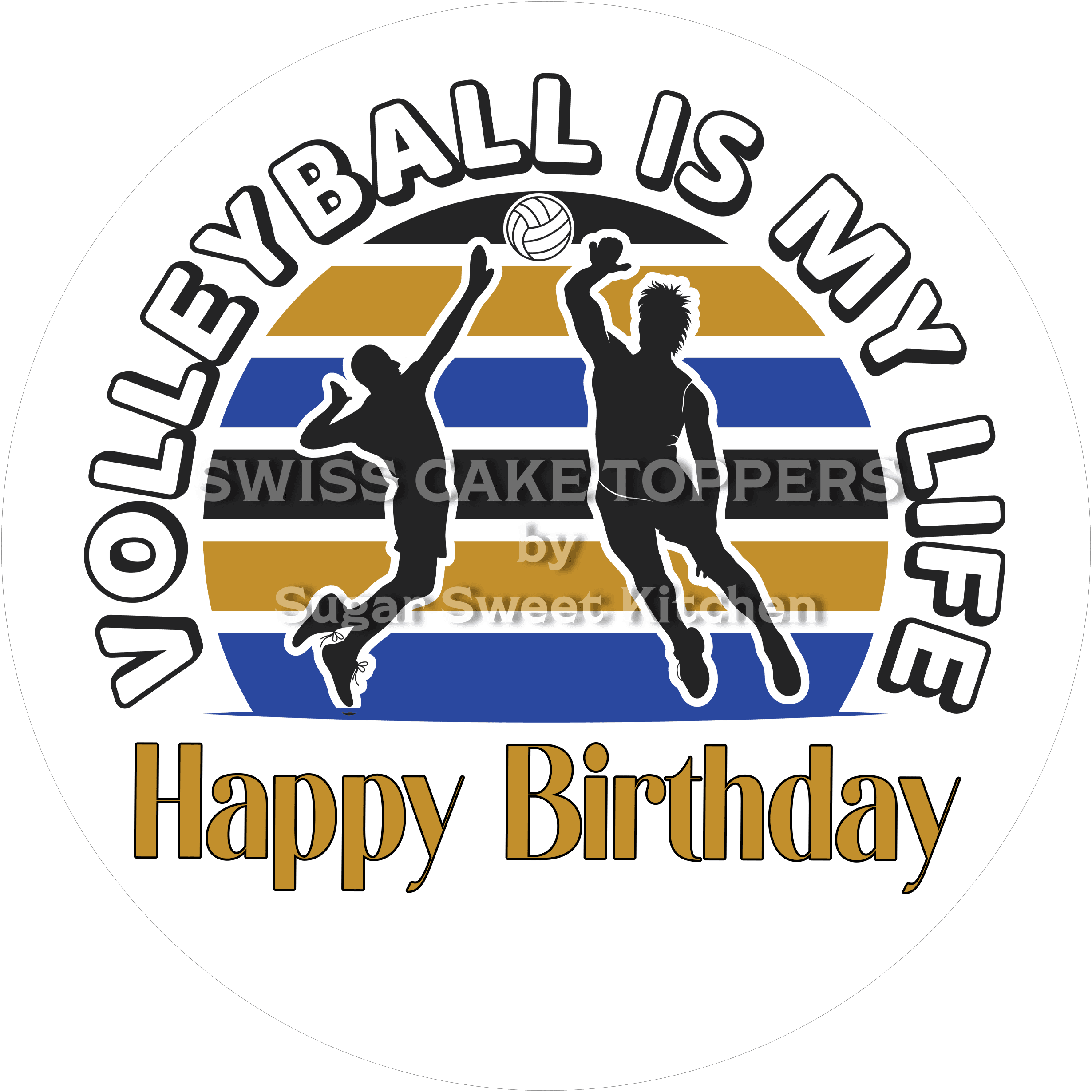 Sport-Tortenaufleger Volleyball10 - personalisierbar - Fondant- Torten- & Cupcakeaufleger Sugar Sweet Kitchen