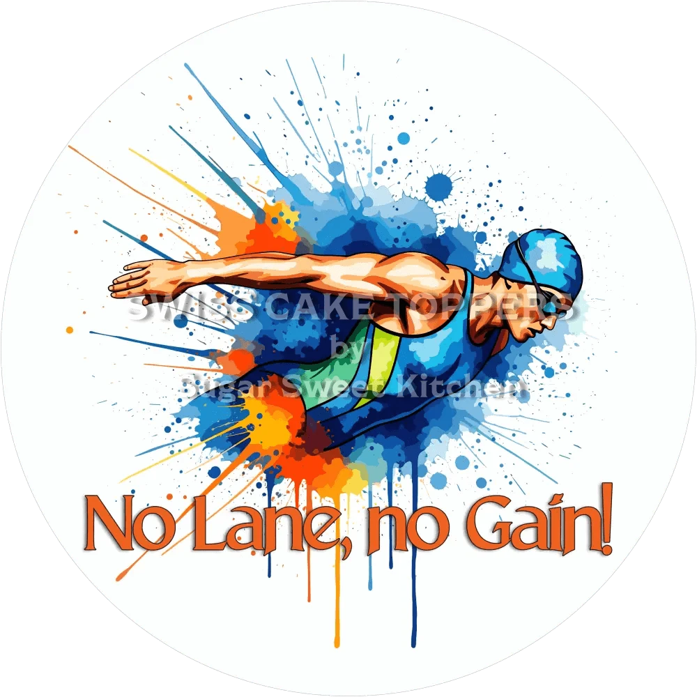 Sportlicher Schwimmer-Tortenaufleger6 - personalisierbar - Fondant- Torten- & Cupcakeaufleger Sugar Sweet Kitchen