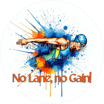 Sportlicher Schwimmer-Tortenaufleger6 -  personalisierbar