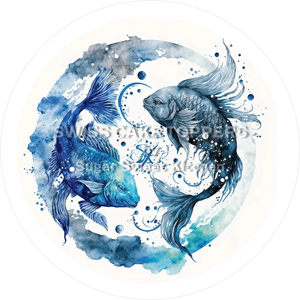 Sternzeichen Fische-Tortenaufleger2 - personalisierbar - Fondant- Torten- & Cupcakeaufleger Sugar Sweet Kitchen