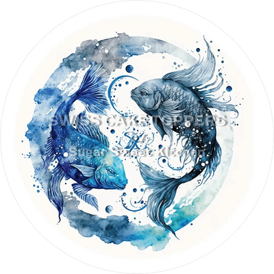 Sternzeichen Fische-Tortenaufleger2 - personalisierbar