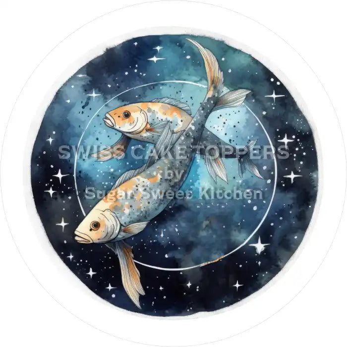 Sternzeichen Fische-Tortenaufleger3 - personalisierbar - Fondant- Torten- & Cupcakeaufleger Sugar Sweet Kitchen
