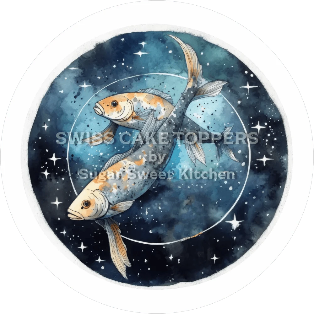 Sternzeichen Fische-Tortenaufleger3 - personalisierbar - Fondant- Torten- & Cupcakeaufleger Sugar Sweet Kitchen