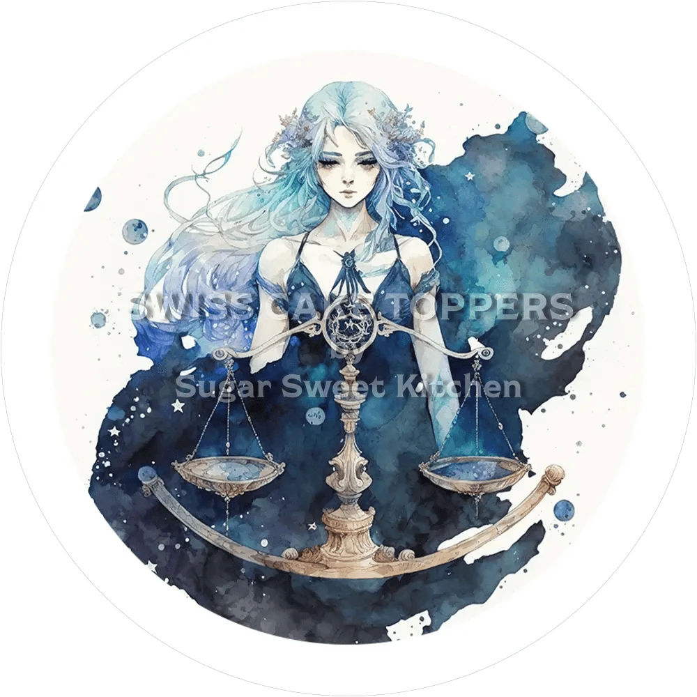 Sternzeichen Waage-Tortenaufleger2 - personalisierbar - Fondant- Torten- & Cupcakeaufleger Sugar Sweet Kitchen