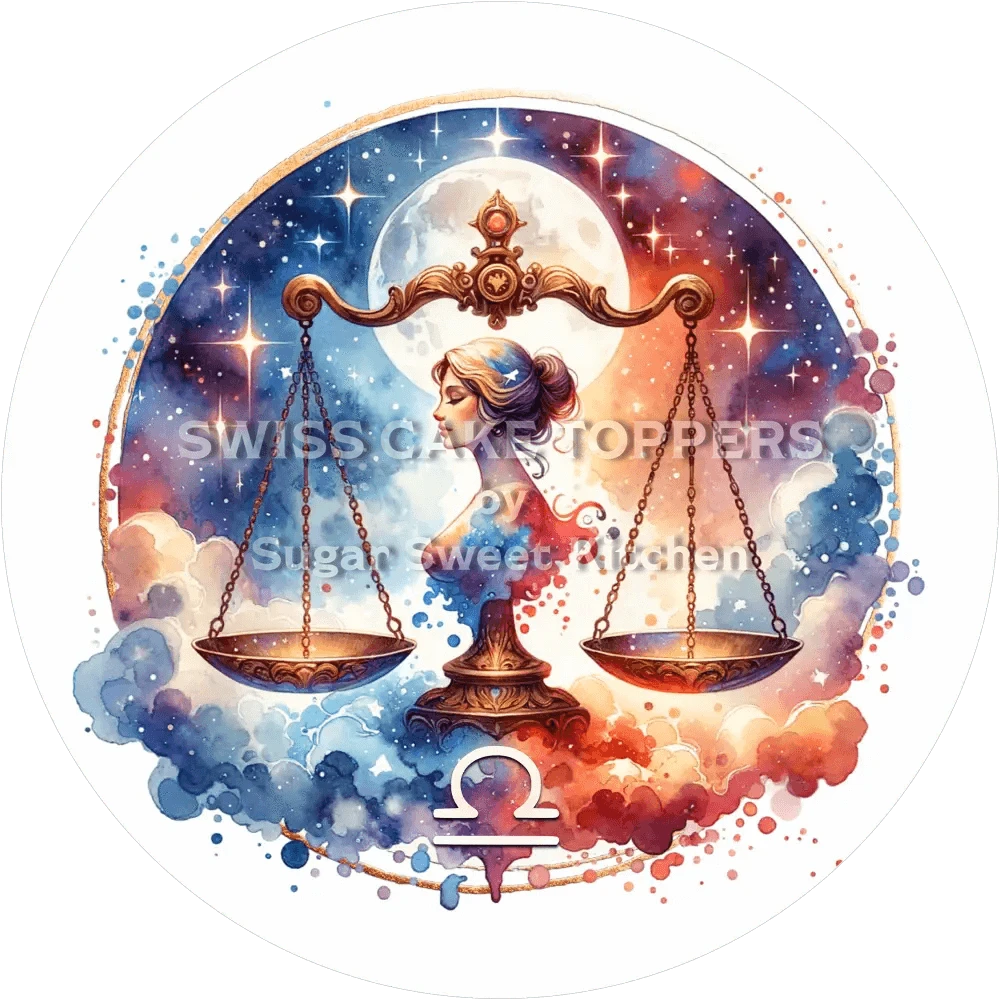 Sternzeichen Waage-Tortenaufleger4 - personalisierbar - Fondant- Torten- & Cupcakeaufleger Sugar Sweet Kitchen