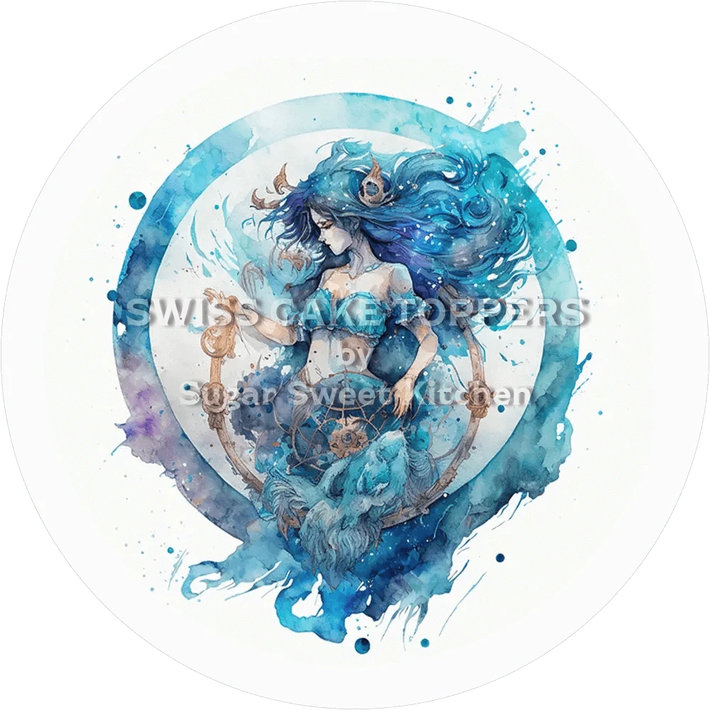 Sternzeichen Wassermann-Tortenaufleger2 - personalisierbar - Fondant- Torten- & Cupcakeaufleger Sugar Sweet Kitchen