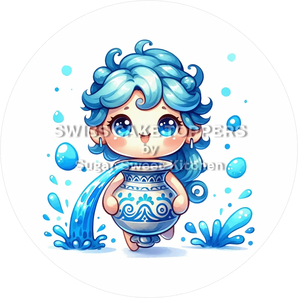 Sternzeichen Wassermann-Tortenaufleger6 - personalisierbar - Fondant- Torten- & Cupcakeaufleger Sugar Sweet Kitchen