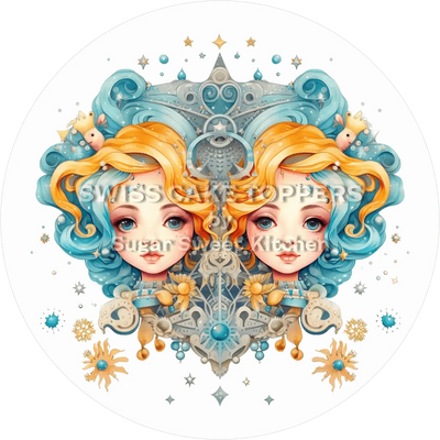 Sternzeichen Zwilling-Tortenaufleger1 - personalisierbar