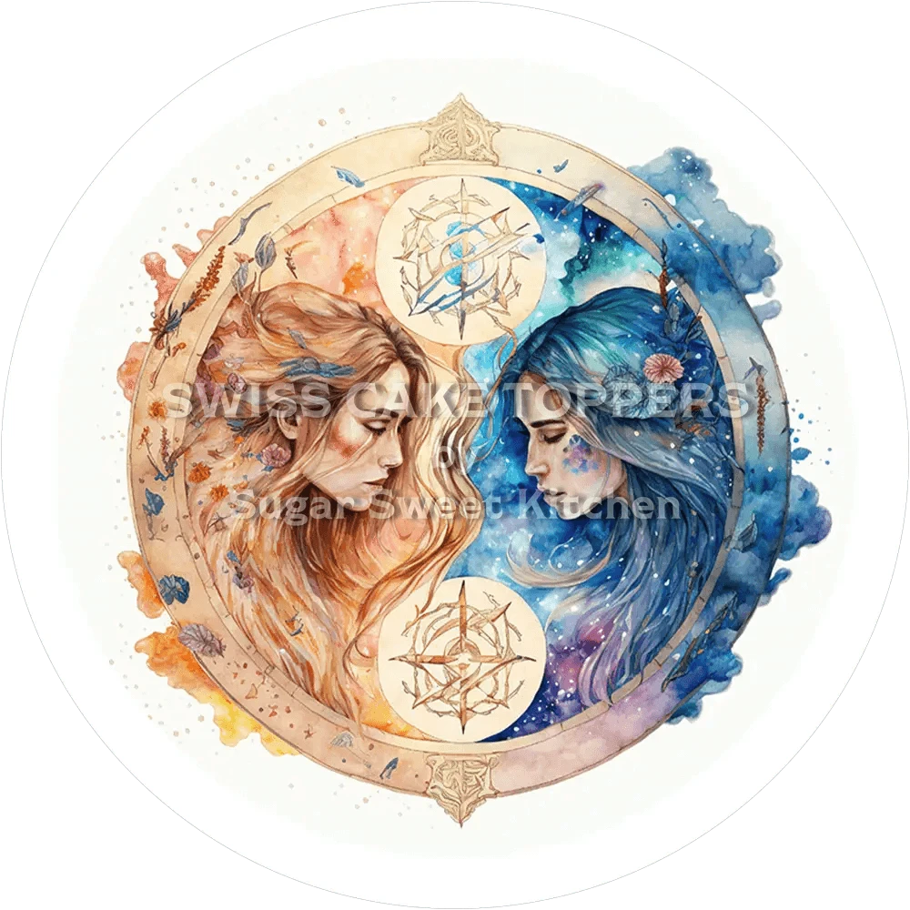 Sternzeichen Zwilling-Tortenaufleger2 - personalisierbar - Fondant- Torten- & Cupcakeaufleger Sugar Sweet Kitchen