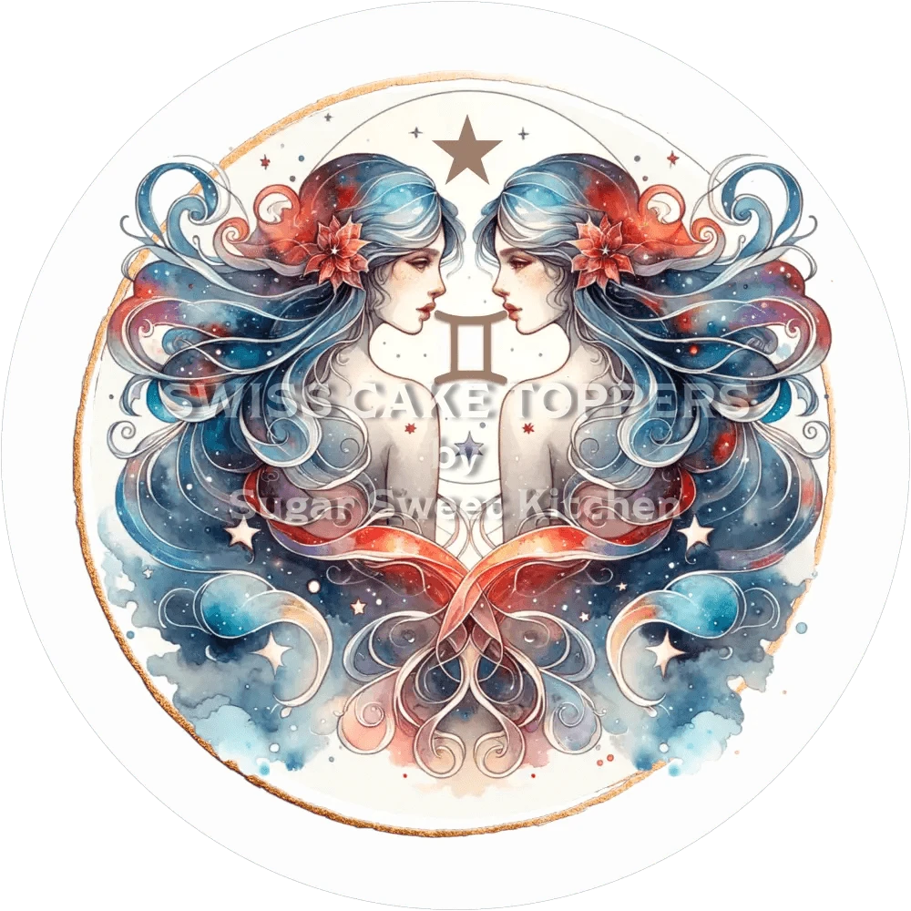 Sternzeichen Zwilling-Tortenaufleger4 - personalisierbar - Fondant- Torten- & Cupcakeaufleger Sugar Sweet Kitchen