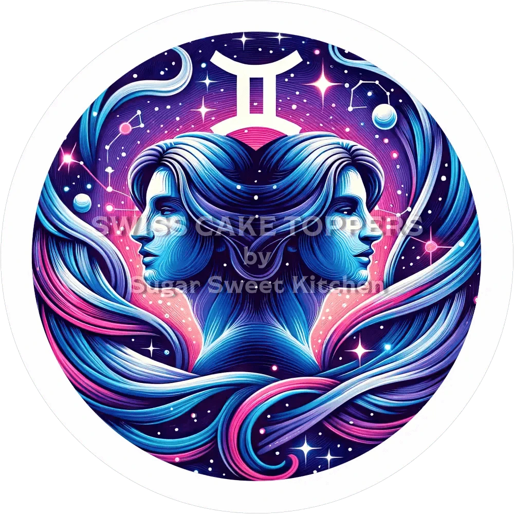 Sternzeichen Zwilling-Tortenaufleger5 - personalisierbar - Fondant- Torten- & Cupcakeaufleger Sugar Sweet Kitchen