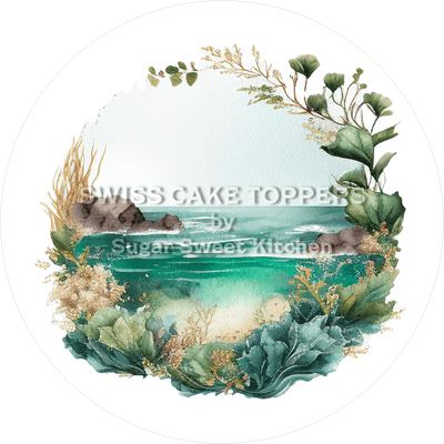 Stilvoller Tortenaufleger mit Seen- & Flussmotiven3 - personalisierbar