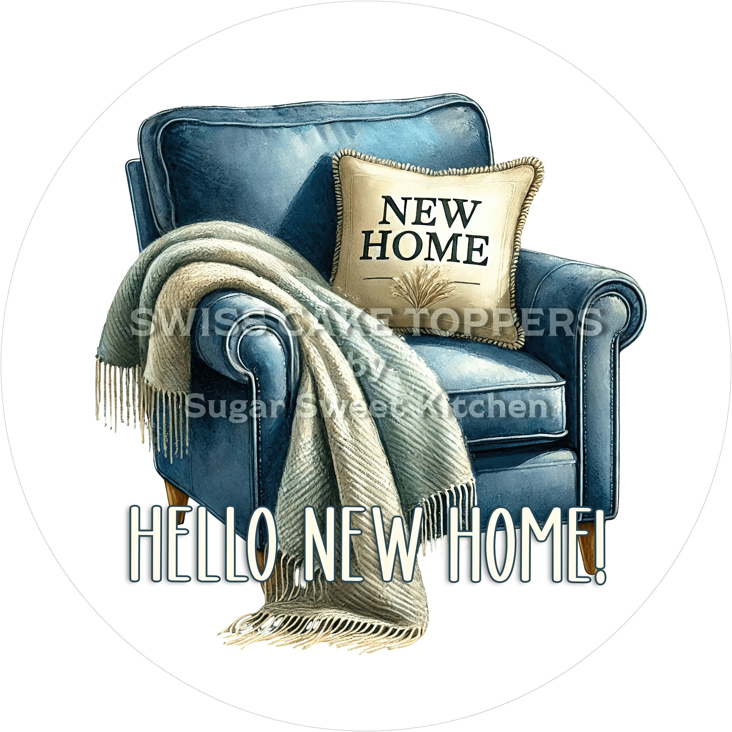 Stilvoller Tortenaufleger zur Wohnungs-Einweihung - personalisierbar - Fondant- Torten- & Cupcakeaufleger Sugar Sweet