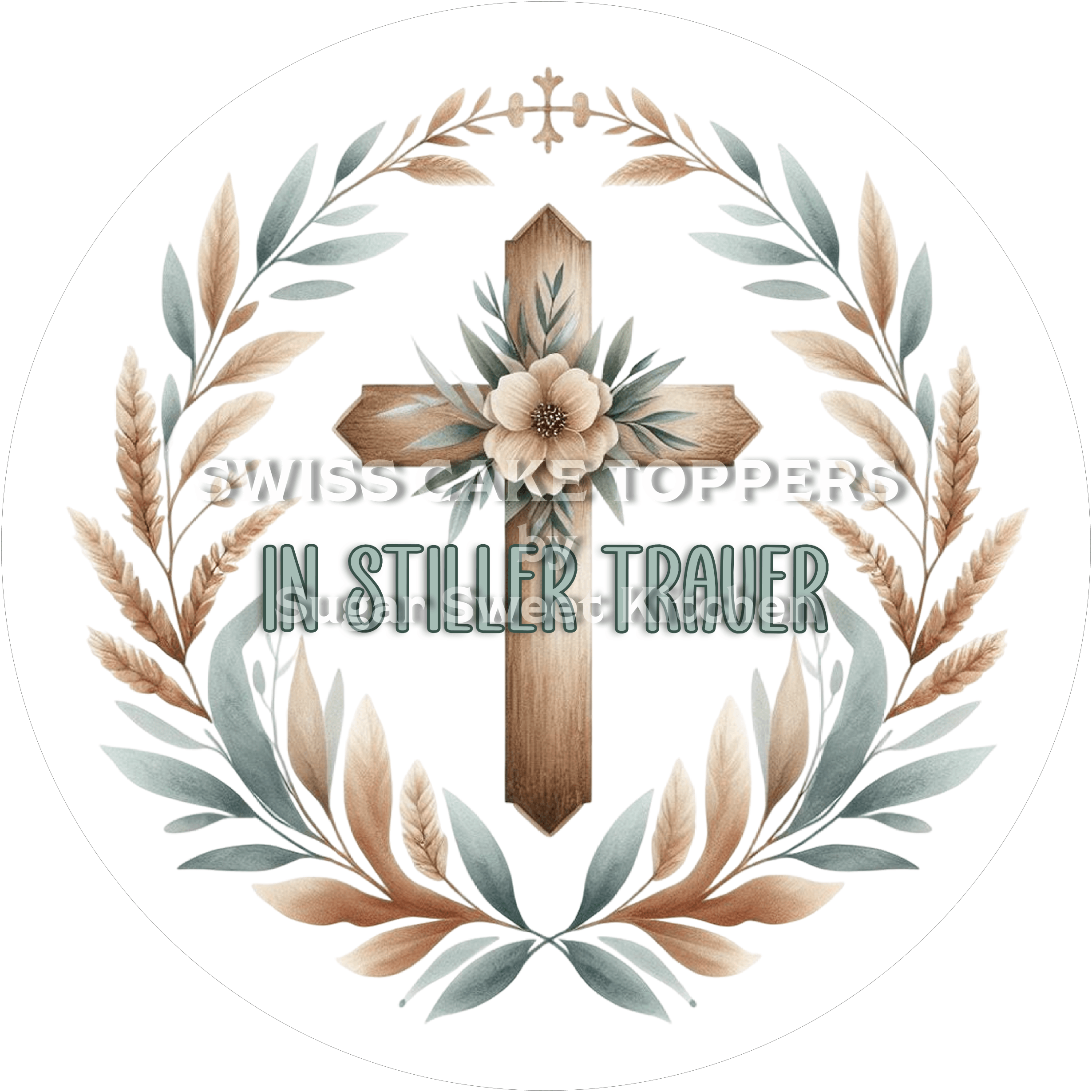 Stilvoller Trauer-Tortenaufleger2 - personalisierbar - Fondant- Torten- & Cupcakeaufleger Sugar Sweet Kitchen