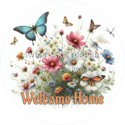 Stilvoller Welcome-Tortenaufleger Flower24 - personalisierbar