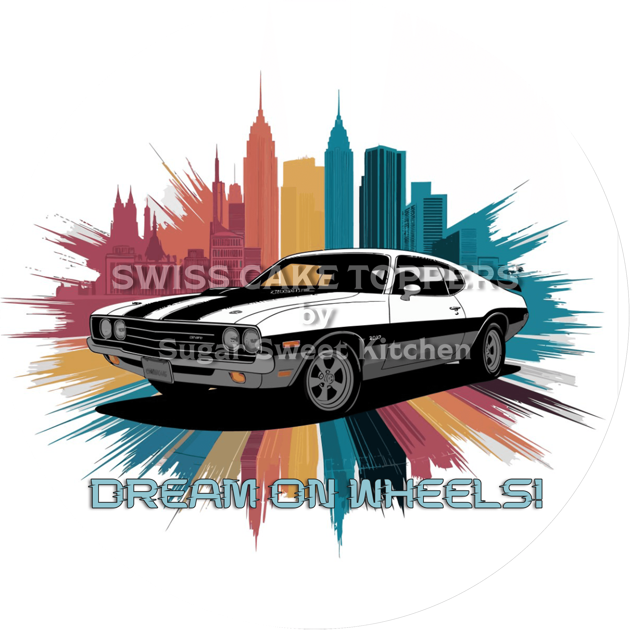 Stylischer Auto-Tortenaufleger9 - personalisierbar - Fondant- Torten- & Cupcakeaufleger Sugar Sweet Kitchen