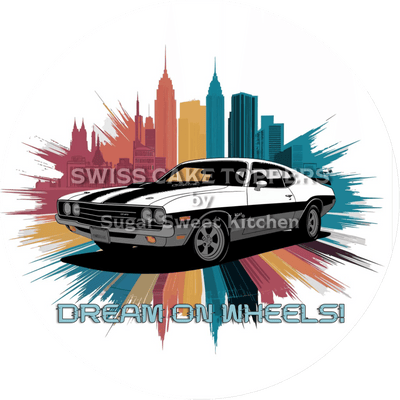 Stylischer Auto-Tortenaufleger9  - personalisierbar