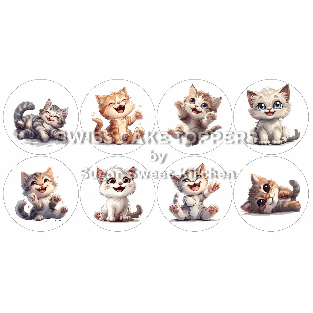 Süsse Katzen-Cupcakes- & Dessertaufleger1 - personalisierbar - Fondant- Torten- Cupcakeaufleger Sugar Sweet Kitchen