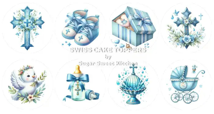 Süsse Taufe-Cupcakes- & Dessertaufleger1 - Fondant- Torten- Cupcakeaufleger Sugar Sweet Kitchen