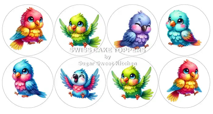 Süsse Vogel-Cupcakes- & Dessertaufleger1 - personalisierbar - Fondant- Torten- Cupcakeaufleger Sugar Sweet Kitchen