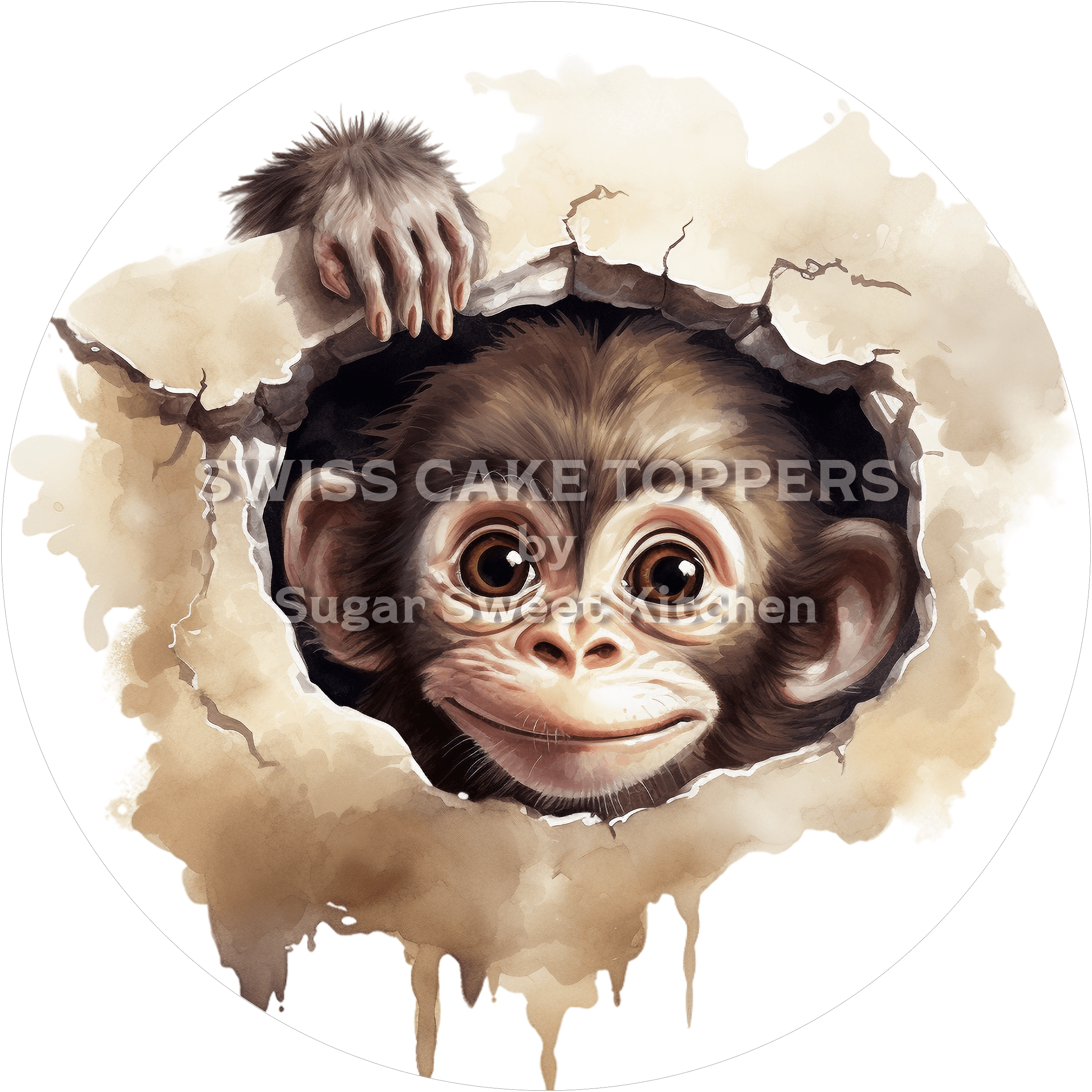 Süsser Affen-Tortenaufleger3 - personalisierbar - Fondant- Torten- & Cupcakeaufleger Sugar Sweet Kitchen