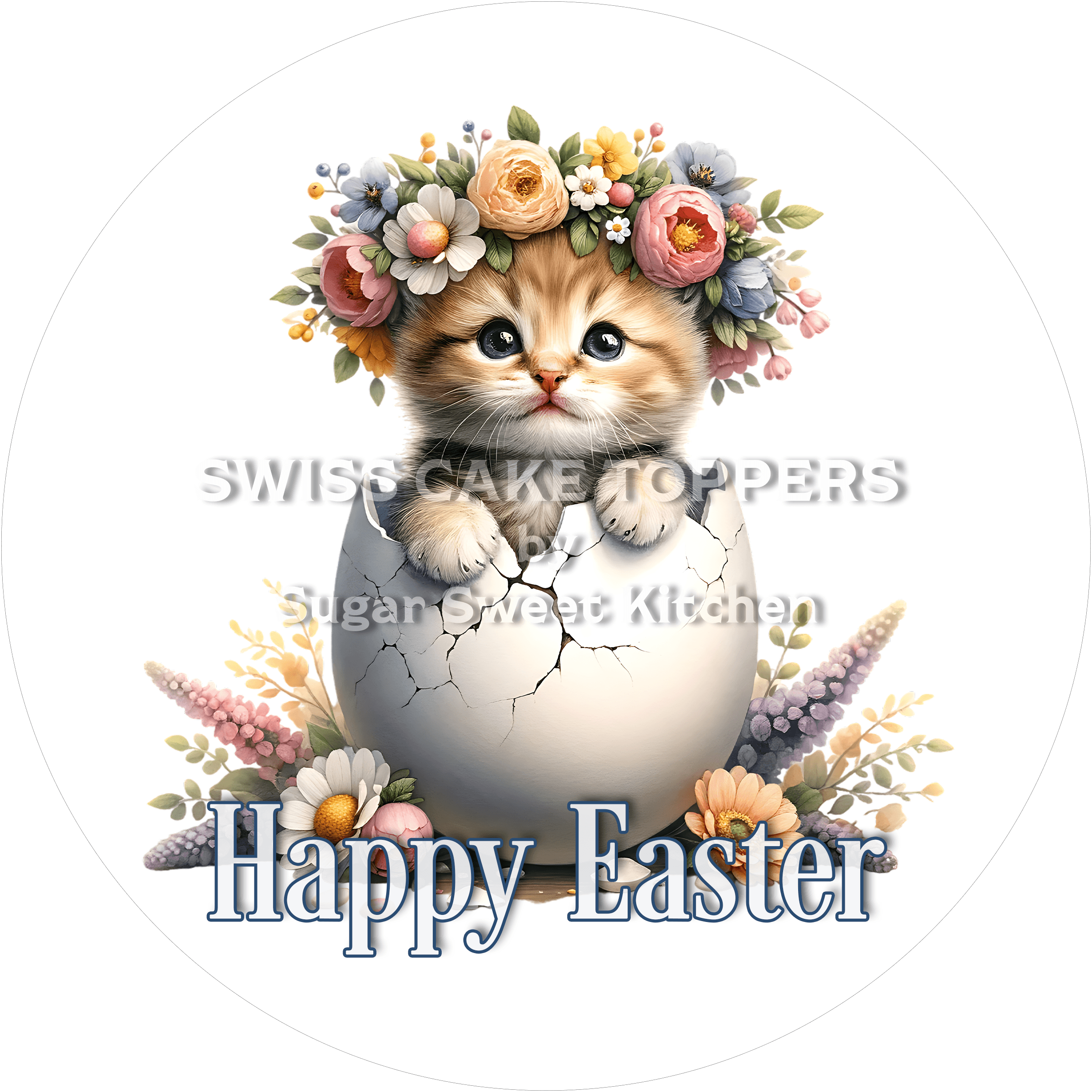 Süsser Oster-Tortenaufleger - Cat4 - personalisierbar - Fondant- Torten- & Cupcakeaufleger Sugar Sweet Kitchen