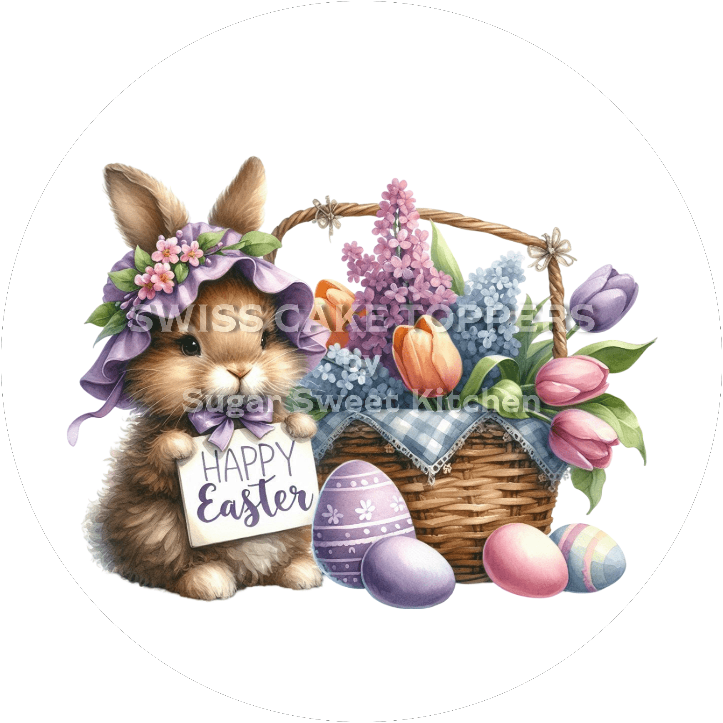 Süsser Oster-Tortenaufleger2 - personalisierbar - Fondant- Torten- & Cupcakeaufleger Sugar Sweet Kitchen