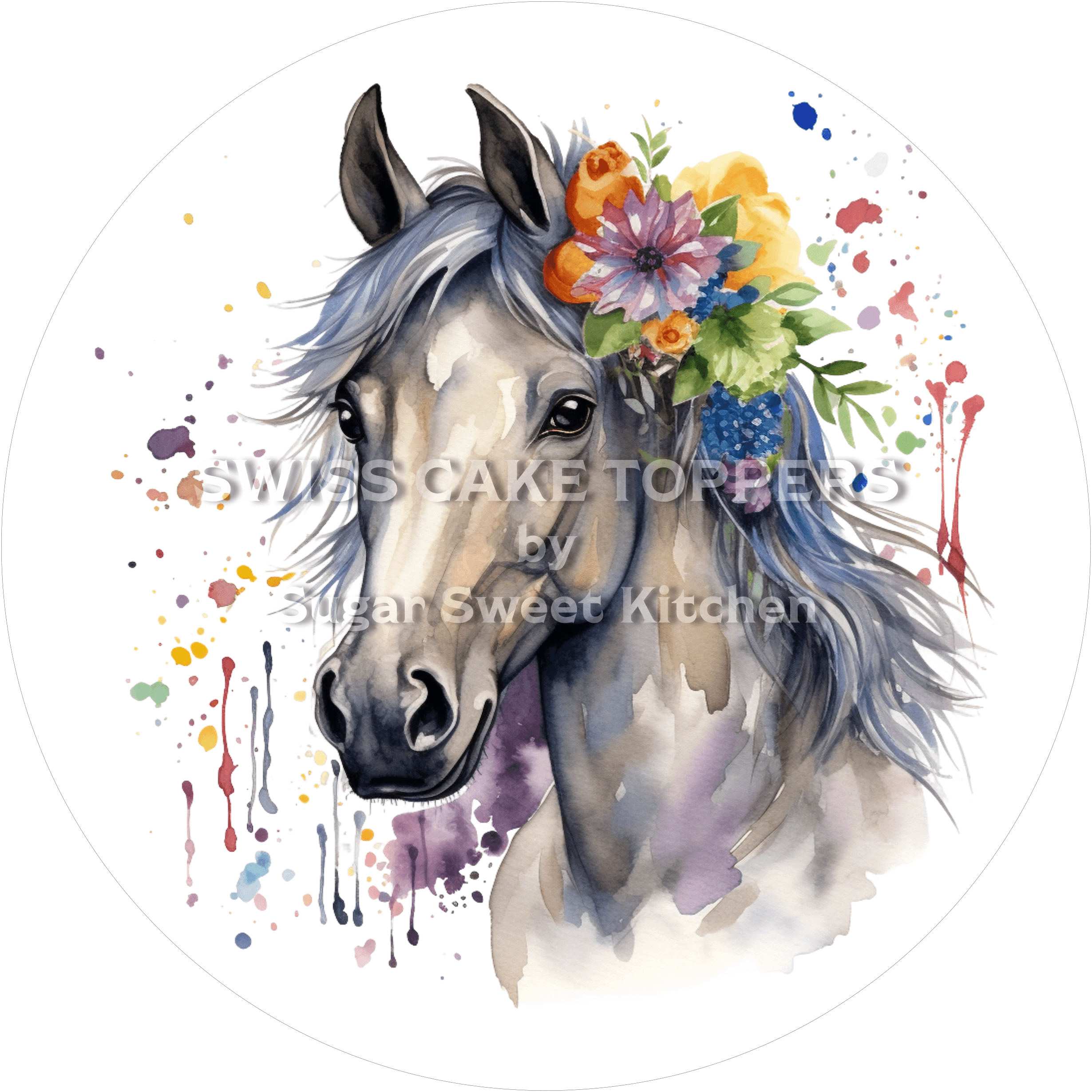 Süsser Pferde-Tortenaufleger1 - personalisierbar - Fondant- Torten- & Cupcakeaufleger Sugar Sweet Kitchen