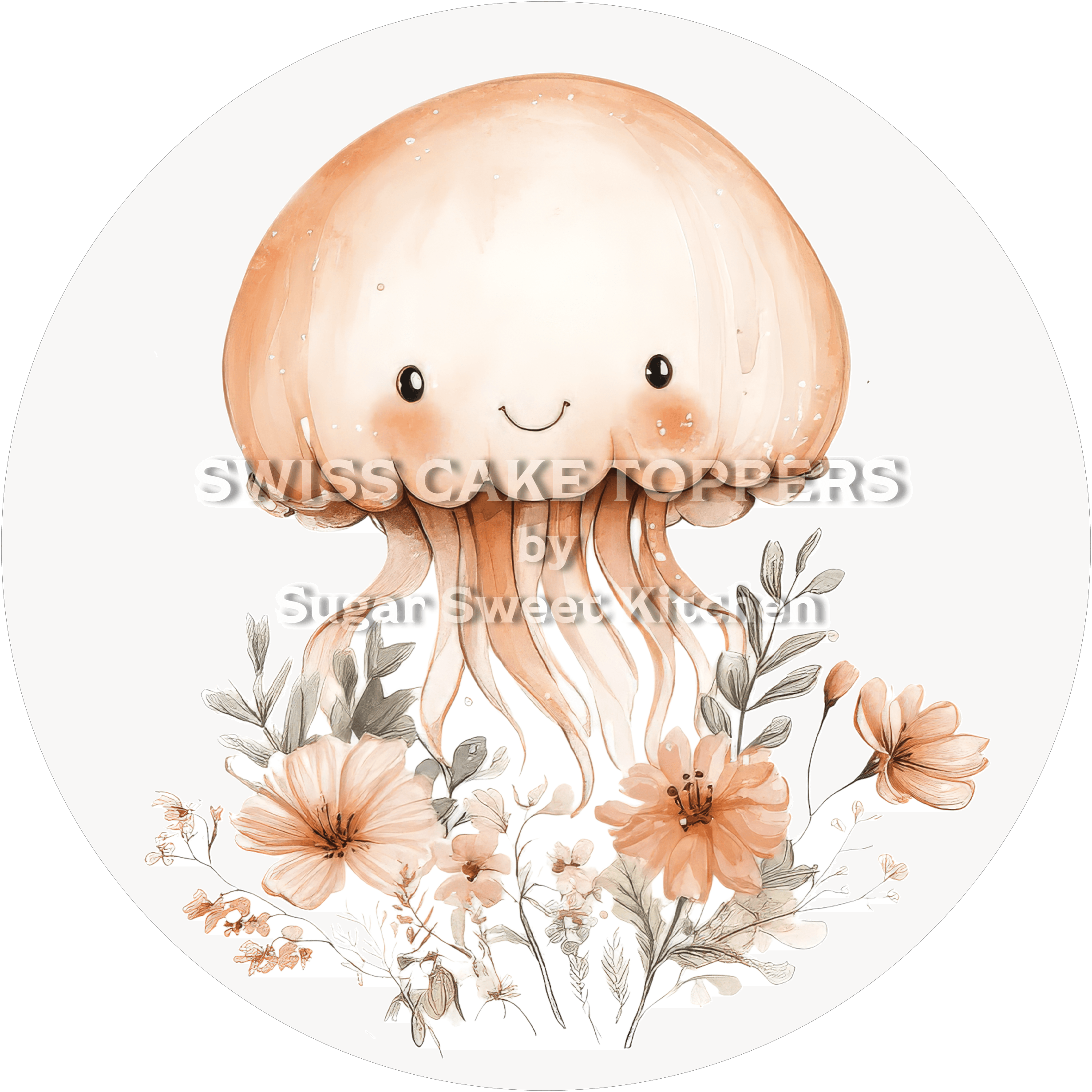 Süsser Quallen-Tortenaufleger1 - personalisierbar - Fondant- Torten- & Cupcakeaufleger Sugar Sweet Kitchen